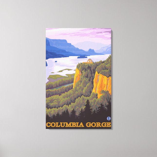 Columbia River Gorge Scene with Crown Point Canvas Print (Front)