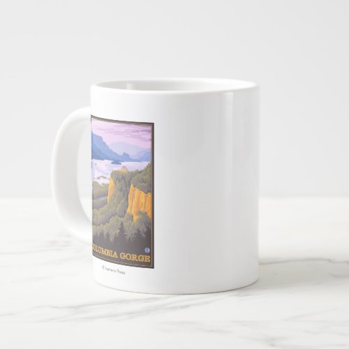 Columbia River Gorge Scene with Crown Point Giant Coffee Mug