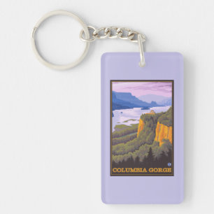 Columbia River Gorge Scene with Crown Point Keychain