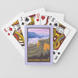 Columbia River Gorge Scene with Crown Point Playing Cards