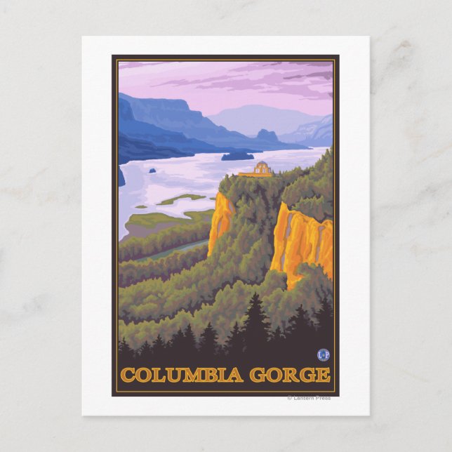 Columbia River Gorge Scene with Crown Point Postcard (Front)