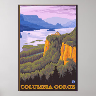 Columbia River Gorge Scene with Crown Point Poster