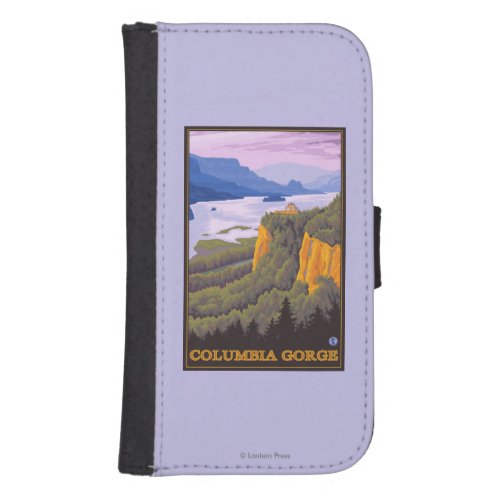 Columbia River Gorge Scene with Crown Point Wallet Phone Case For Samsung Galaxy S4