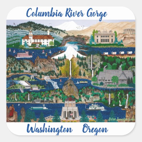 Columbia River Gorge Square Sticker