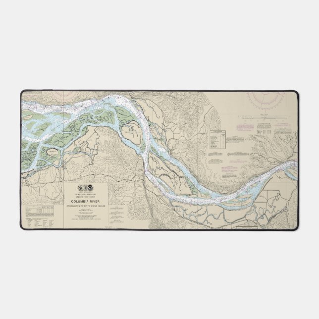 Columbia River Nautical Chart 18523 Desk Mat (Front)