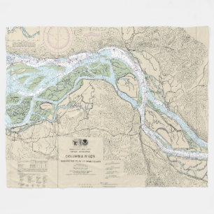 Columbia River Nautical Chart 18523 Fleece Blanket
