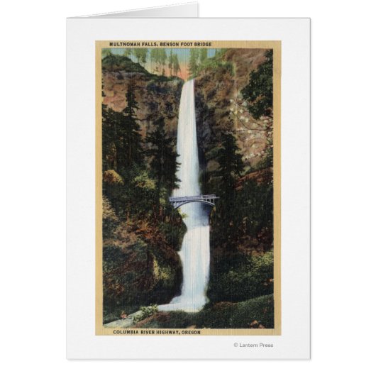 Columbia River, OR - Multnomah Falls and Benson Cards (Front)
