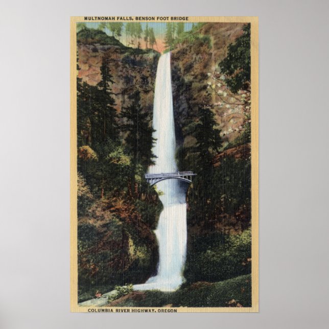 Columbia River, OR - Multnomah Falls and Benson Poster (Front)