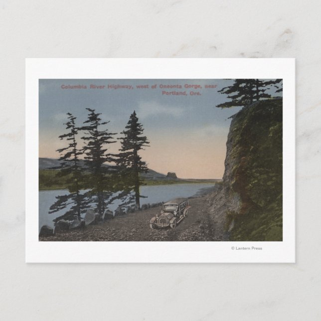 Columbia River, Oregon - Highway West of Oneonta Postcard (Front)