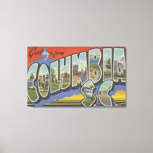 Columbia, South Carolina - Large Letter Scenes Canvas Print (Front)