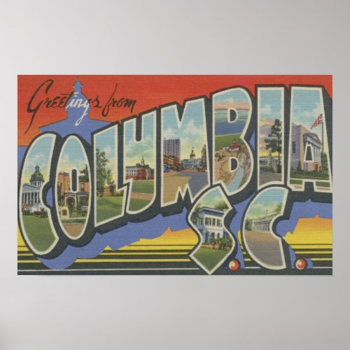 Columbia South Carolina _ Large Letter Scenes Poster