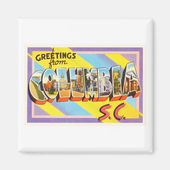 Columbia South Carolina SC Vintage Travel Postcard Magnet (Front)