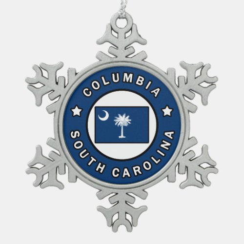 Columbia South Carolina Snowflake Pewter Christmas Ornament