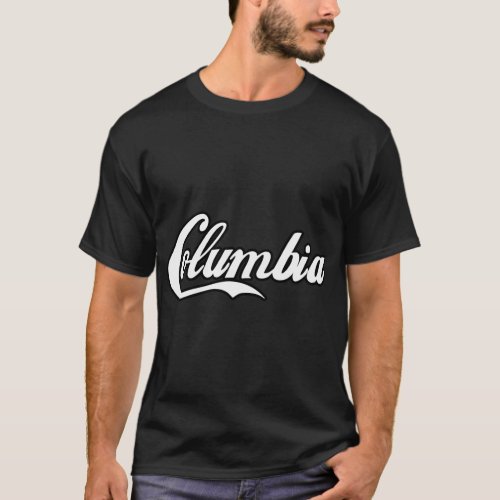 Columbia White Text With Black Designed Gifts T_Shirt