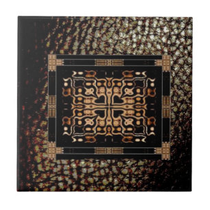 Columbian Cross Pattern Tile/Expresso Faux Leather Ceramic Tile