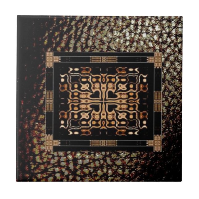 Columbian Cross Pattern Tile/Expresso Faux Leather Ceramic Tile (Front)