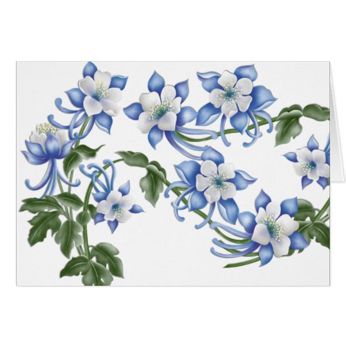 Columbine Blue Flowers Blank Greeting Card