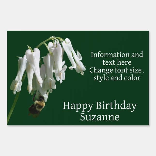 Columbine Flower And Bee Personalized Birthday Sign (Front)