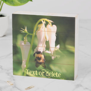 Columbine Flower And Bumble Bee Personalized Wooden Box Sign