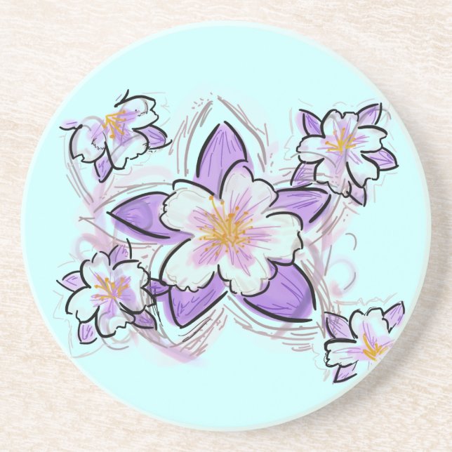 Columbine flower coasters (Front)