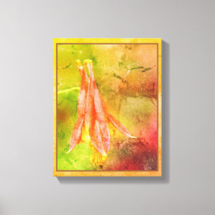 Columbine Flower Distressed Abstract  Canvas Print