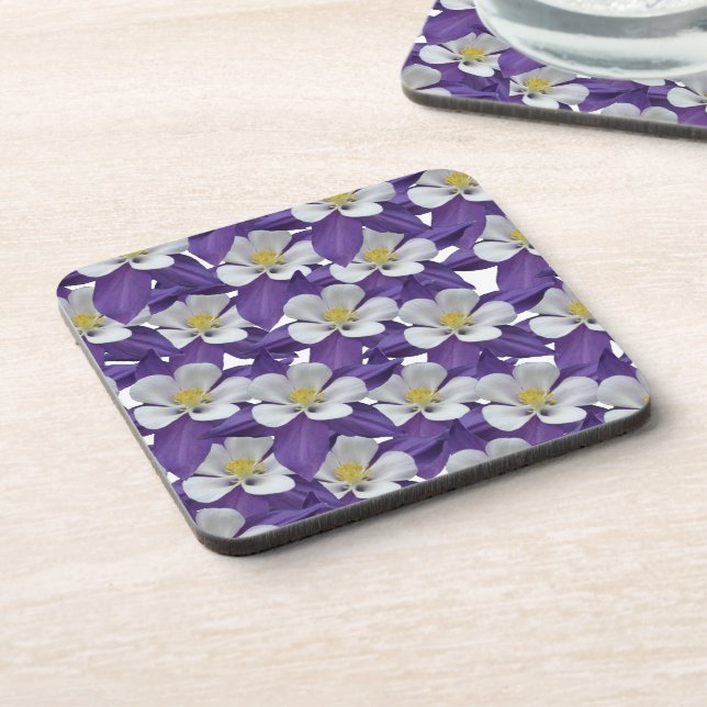 Columbine Flower Pattern Beverage Coaster (Left Side)