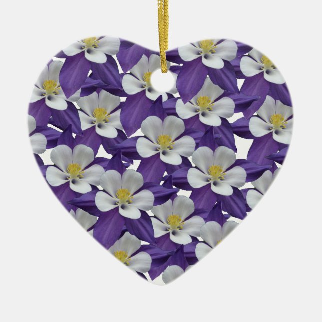 Columbine Flower Pattern Ceramic Ornament (Front)