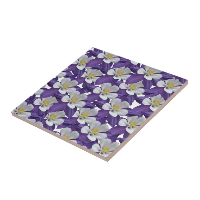 Columbine Flower Pattern Ceramic Tile (Side)
