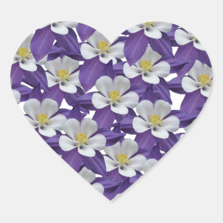 Columbine Flower Pattern Heart Sticker