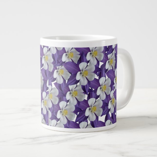Columbine Flower Pattern Large Coffee Mug (Front Right)