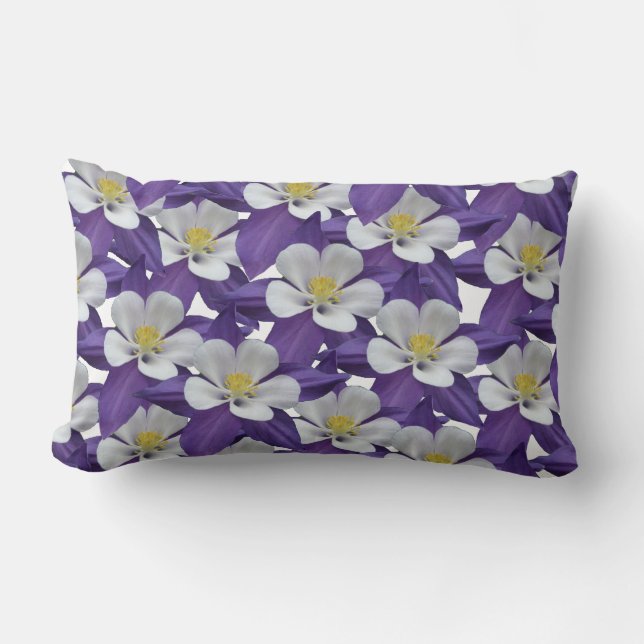 Columbine Flower Pattern Lumbar Pillow (Front)