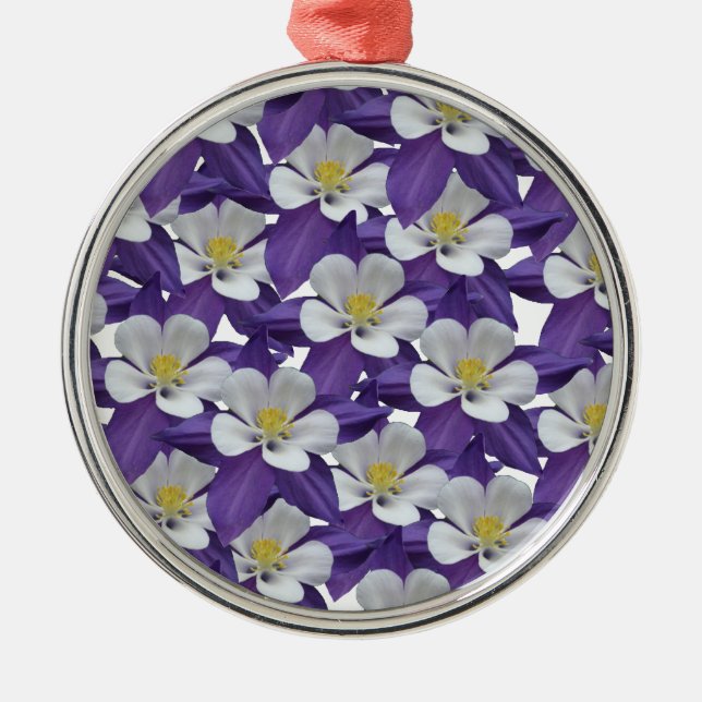 Columbine Flower Pattern Metal Ornament (Front)