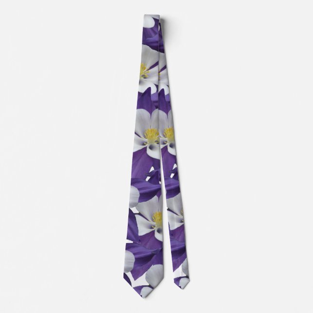 Columbine Flower Pattern Neck Tie (Front)