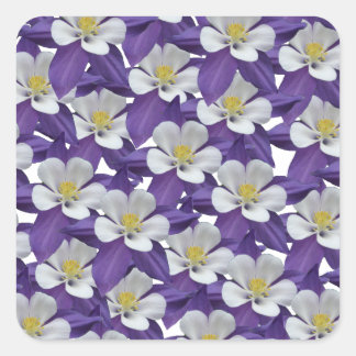 Columbine Flower Pattern Square Sticker