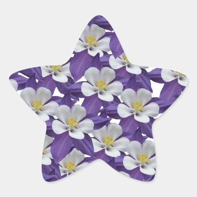 Columbine Flower Pattern Star Sticker (Front)
