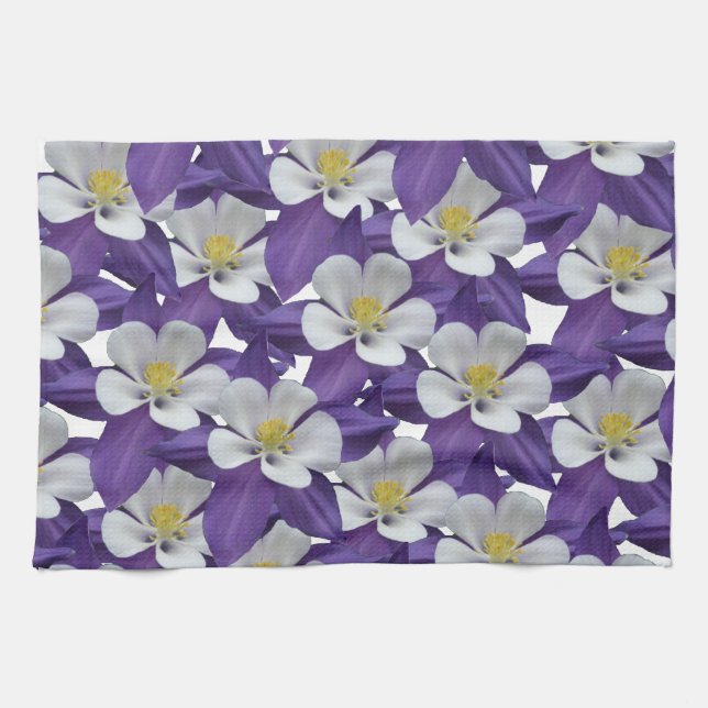 Columbine Flower Pattern Towel (Horizontal)