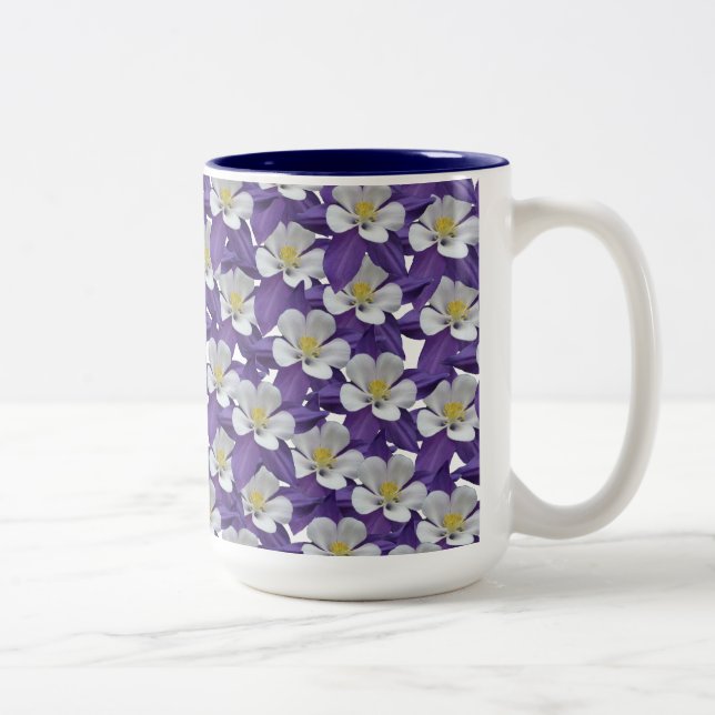 Columbine Flower Pattern Two-Tone Coffee Mug (Right)
