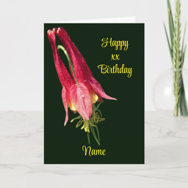 Columbine Flower Personalized Birthday Card (Front)