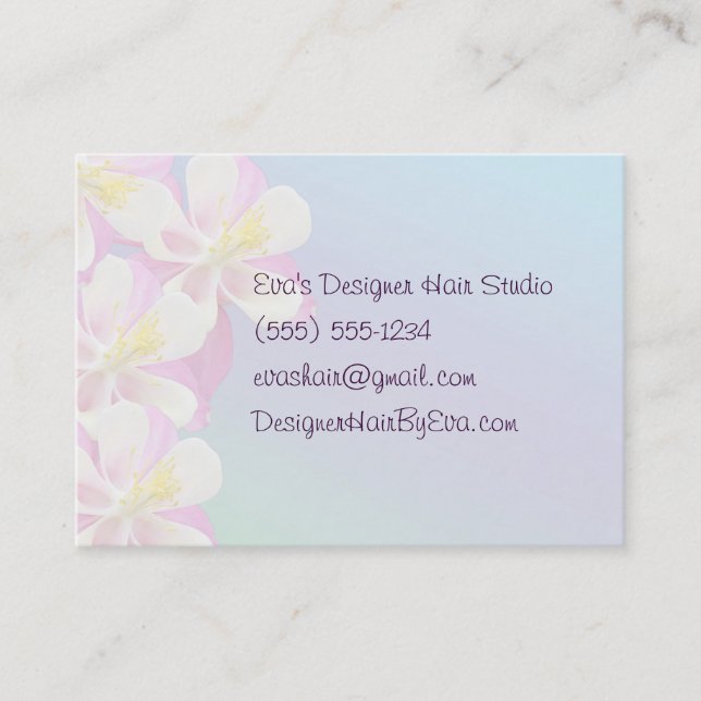 Columbine Flower Pink & White Customizable Business Card (Front)