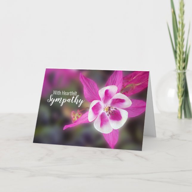 Columbine Flower With Heartfelt Sympathy Card (Front)