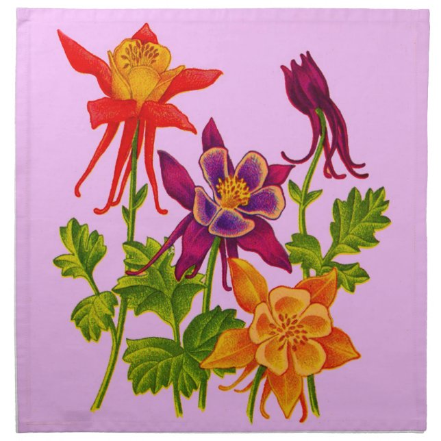 columbine flowers cloth napkin (Front)