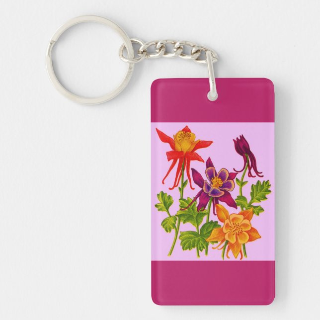columbine flowers keychain (Front)
