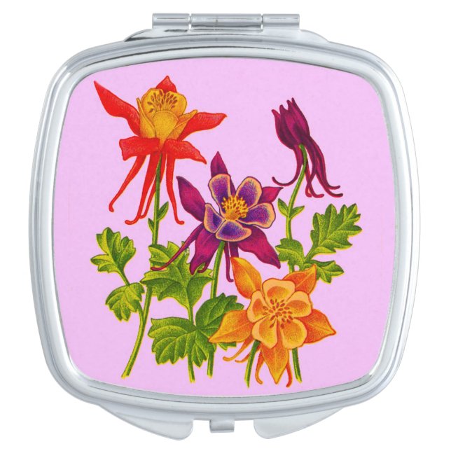 columbine flowers mirror for makeup (Front)