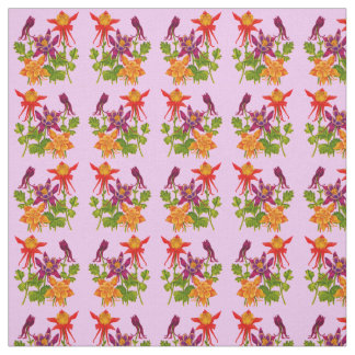 columbine flowers print fabric