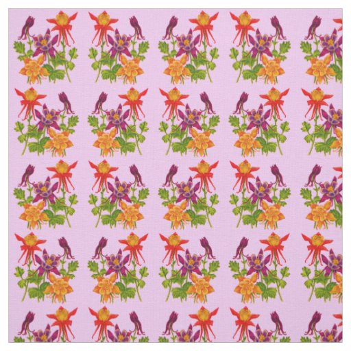 columbine flowers print fabric
