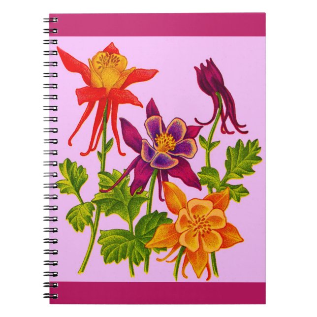 columbine flowers print notebook (Front)