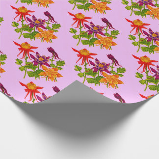 columbine flowers print wrapping paper