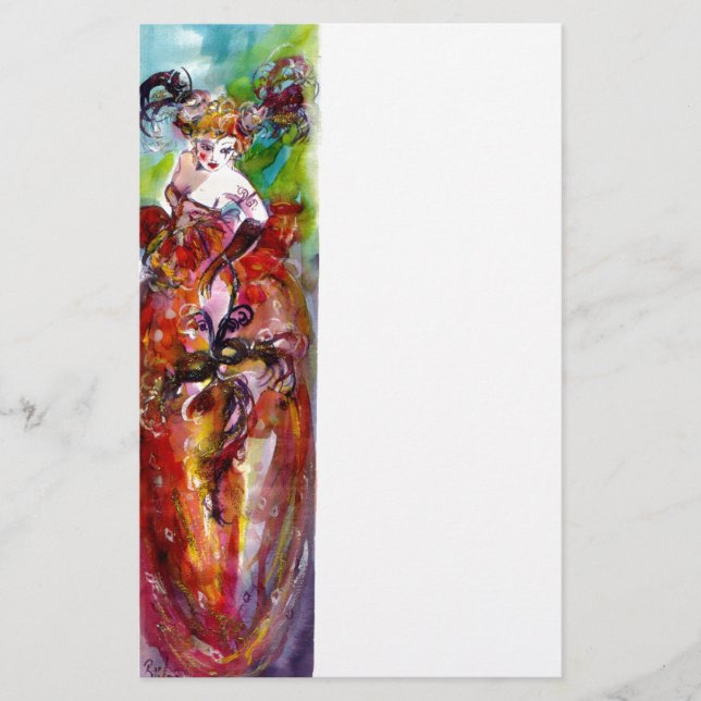 COLUMBINE, fuchsia blue green yellow Stationery (Front)