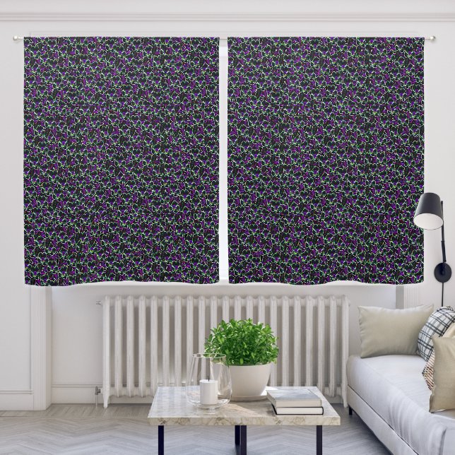 Columbine in Neon Pattern Flowers Blackout Curtains (Living Room)