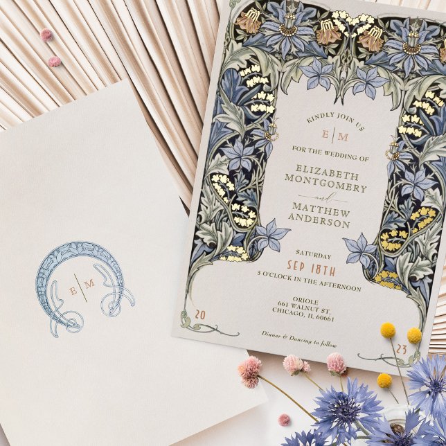 Columbine Morris Victorian Vintage Wedding Foil Invitation (Creator Uploaded)